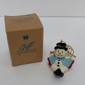 AVON Holiday Wishes Snowman Package Topper Ornament
